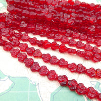 Czech Glass Trillium Beads 10x9mm Siam Red