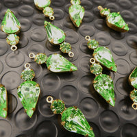 Swarovski Rhinestone Teardrop Charm with loop 20x13mm Peridot Uranium