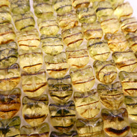 Czech Cat Face Glass Beads 13mm Jonquil Tortoise