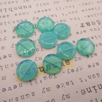 Czech Coin Glass Beads 14mm Opal Aqua