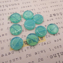 Czech Coin Glass Beads 14mm Opal Aqua