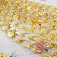 Czech Glass Faceted Flat Tear Drop Beads 13x9mm Yellow Topaz