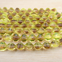 Czech Chunky Bicone Glass Beads 10x9mm Yellow with Amethyst Centre Uranium