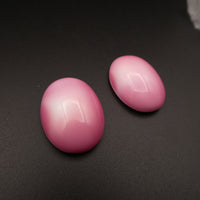 West German Dome Glass Oval Cabochon 25x18mm Flamingo Pink