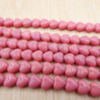 Czech Heart Shape Beads 6mm Satin Pink