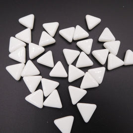 Czech Glass Triangle Beads 12mm Opaque Uranium White Uranium