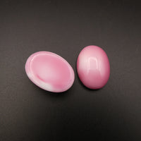 West German Dome Glass Oval Cabochon 25x18mm Flamingo Pink