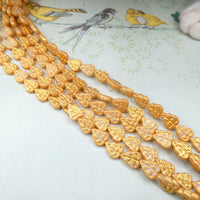 Czech Leaf Beads 10x8mm Honey Shimmer Milky White