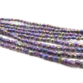 Czech Fire Polish Beads 3mm Matte Purple Iris