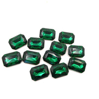 Vintage Czech Glass Octagon 25x18mm Emerald