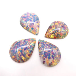 Czech Glass Teardrop Cabochon 30x22mm Pink Fire Opal