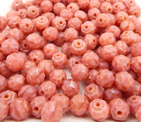 Czech Glass Cathedral Beads 6mm Opaque Coral Pink