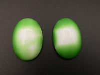 West German Dome Glass Oval Cabochon 25x18mm Flamingo Green