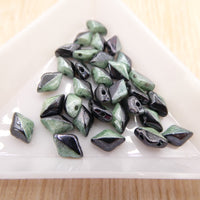 GemDuo 8x5mm Black with Green Luster