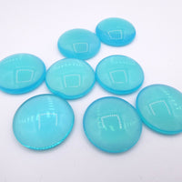 Czech Glass Dome Cabochon 25mm Opal Aqua Uranium