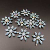 Flower Petal Pendant 30mm with Vintage Swarovski Stones Aquamarine