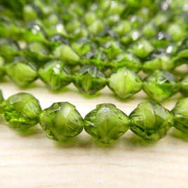 Czech Glass Turbine Beads 8mm Givre Olivine