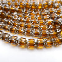 Czech Glass Cathedral Beads 6mm Topaz with Silver Finish