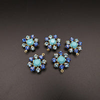 Swarovski Rhinestone Flower Pendant with loop 20mm Sapphire and Turquoise