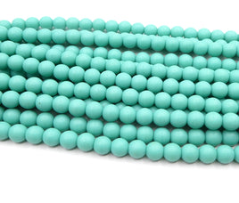 Czech Round Beads 6mm Green Turquoise Matte