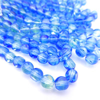 Czech Glass Beveled Round Beads 6mm Blue Lt Green