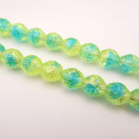 Czech Round Crackle Firepolish 10mm Green Blue