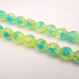 Czech Round Crackle Firepolish 10mm Green Blue