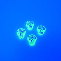 Czech Glass Sugar Skull Beads 20x17mm Transparent Yellow Matte Light Blue Lined