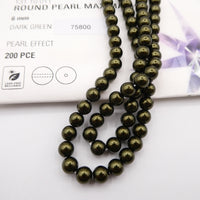 Preciosa Round Pearl Maxima 6mm Pearl Effect Dark Green