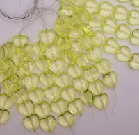 Czech Glass Heart Beads 16x15mm Transparent Yellow Uranium