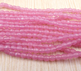 Czech Fire Polish Beads 3mm Opaline Pink