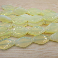 Czech Glass Large Diamond Beads 25x15mm Opal Yellow Uranium