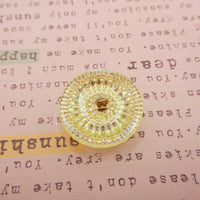 Czech Daisy Flower Button 28mm Yellow Uranium Glass