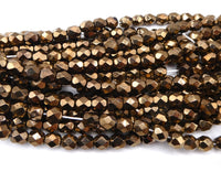 Czech Fire Polish Beads 5mm Bronze