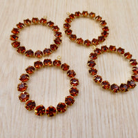 Swarovski Rhinestone Hoop Pendant with loop 30mm Madeira Topaz