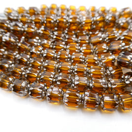 Czech Crown Beads 6mm Topaz with Silver Finish