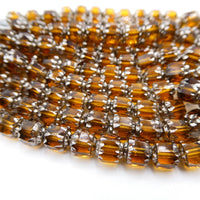 Czech Glass Cathedral Beads 6mm Topaz with Silver Finish