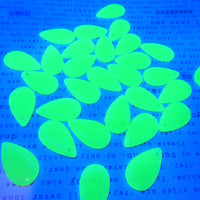 Czech Pressed Flat Teardrop Pendant 30x18mm Opaline Glow Green