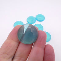 Czech Glass Dome Cabochon 25mm Opal Aqua Uranium