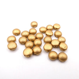 Preciosa Candy 2 Hole Cabochon 8mm Czech Glass Matte Gold