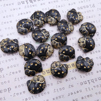Czech Hello Kitty Glass Beads 19x18mm Black Gold Lined