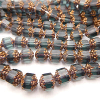 Czech Crown Beads 8mm Montana with Copper Finish