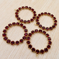Swarovski Rhinestone Hoop Pendant with loop 30mm Siam