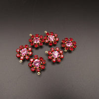 Swarovski Rhinestone Flower Pendant with loop 25mm Siam and Rose