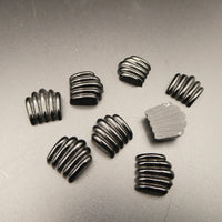 West German Fluted Deco Drop Flatback Cabochon 14x14mm Jet Black