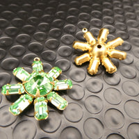 Swarovski Rhinestone Sunburst Pendant with loop 27mm Peridot Uranium
