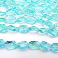 Czech Shield Beads 14x10mm Transparent Aqua Green Uranium