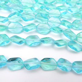 Czech Shield Beads 14x10mm Transparent Aqua Green Uranium