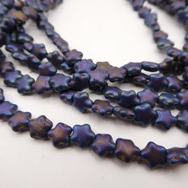 Czech Star Beads 6mm Matte Blue Iris