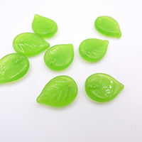 Czech Apple Leaf Glass Beads 18x13mm Opal Green